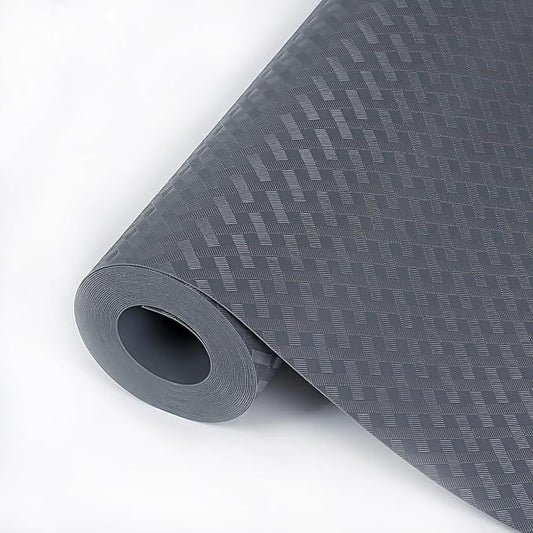 Hersvin Shelf Liners 12 in x 20 ft EVA Drawer Mats, Non-Adhesive Cupboard Pad, Kitchen Cabinet Lining Fridge Cushion (Gray Crossed Stripe, 30.5x610cm)