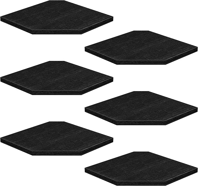 Corner Shelf Wall Mount, Floating Corner Shelves, Set of 6 Corner Wall Shelf Organizer, Rustic Wood Wall Storage Display Shelves for Living Room Bedroom Bathroom Kitchen, Classic Black