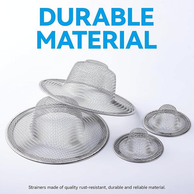 HNYYZL 4.5" Top / 2.5" and 2.125" Top / 1" Basket Drain Strainer, 4Pcs Sink Drain Hair Catcher, Bathroom Sink Drain Strainer
