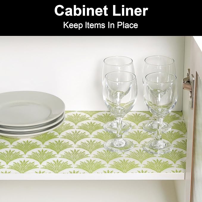 Cooyes Shelf Liners for Kitchen Cabinets, Refrigerator Liners Waterproof & Oil-Proof Kitchen Cupboard Liner Drawer Mats EVA Material Non Adhesive Fridge Liner for Shelves（11.8" W x 118" L）
