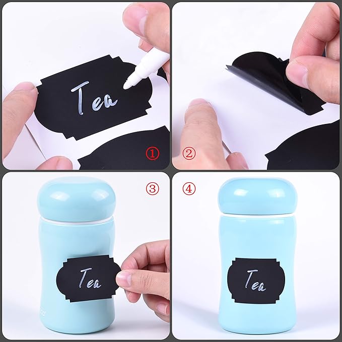 Wisdompro Chalkboard Labels, 190 Pcs Waterproof, Reusable & Removable Blackboard Stickers for Storage Bins, Food Container, Mason Jars, Bottles - 2 Sizes