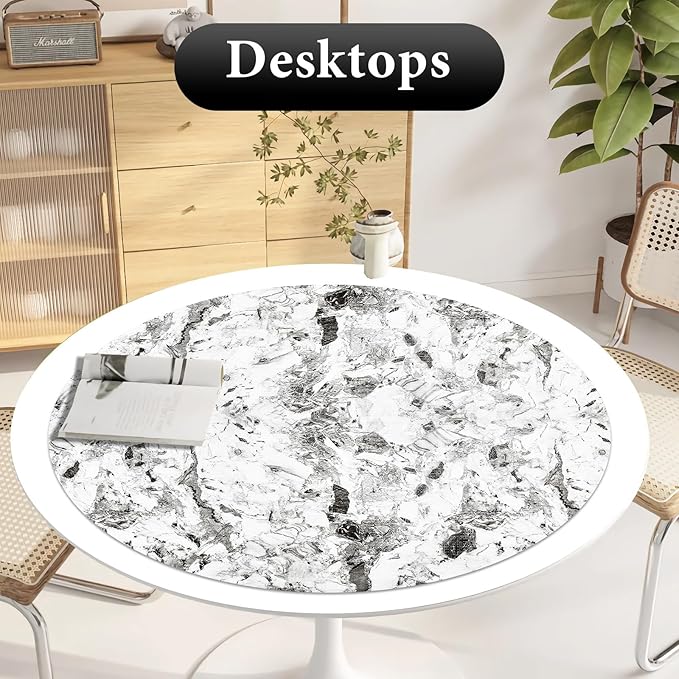 Drawer and Shelf Liner for Kitchen Cabinet: 17 in X 20 Ft Non Slip Waterproof Shelf Paper Non Adhesive Refrigerator Liners Grey and White Marble Easy Liners for Bathroom with Knife Tape Measure