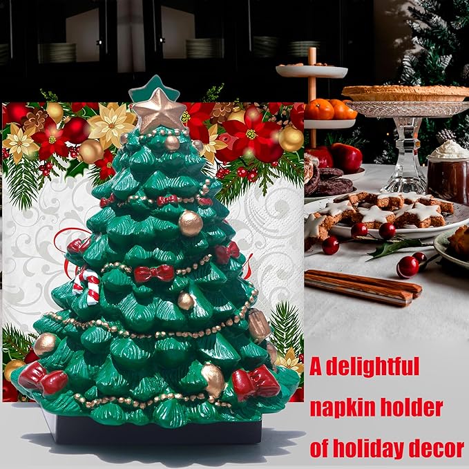 Christmas Tree Napkin Holder - Festive Resin Tabletop Decor for Holiday Dining