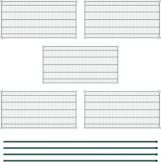 Commercial NSF Listed Green Epoxy Stationary Wire Shelving Kit 24" x 48" x 96", with 5 Shelves Perfect for Warehouse, Walk-in Refrigerator, Freezer, Grocery Store, Restaurant, Dishroom