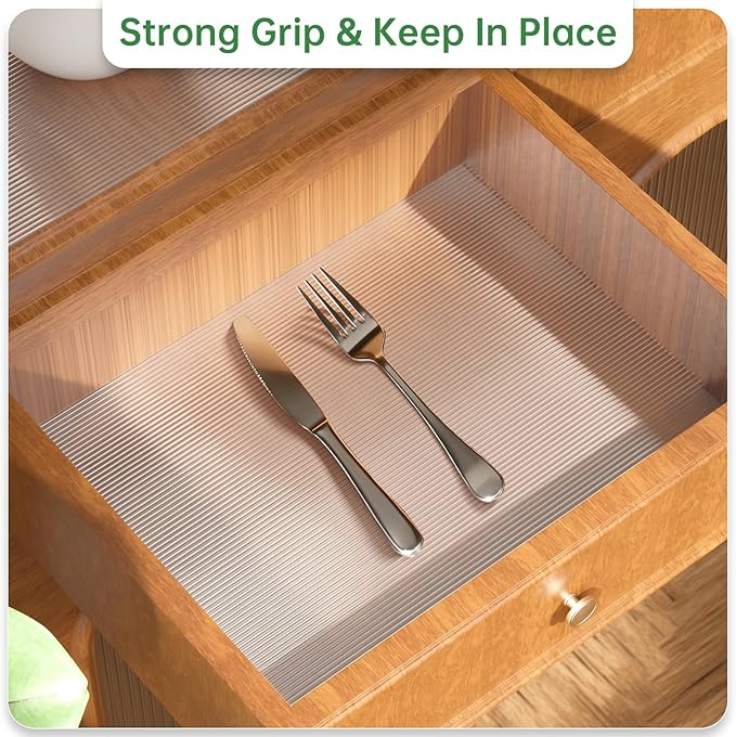 Shelf and Drawer Liner for Kitchen Cabinet, Non-Adhesive 12in x 120in Waterproof Durable Thickened EVA Material Easy-to-Cut Contact Paper Non Slip Mat for Refrigerator, Cupboard, Dresser