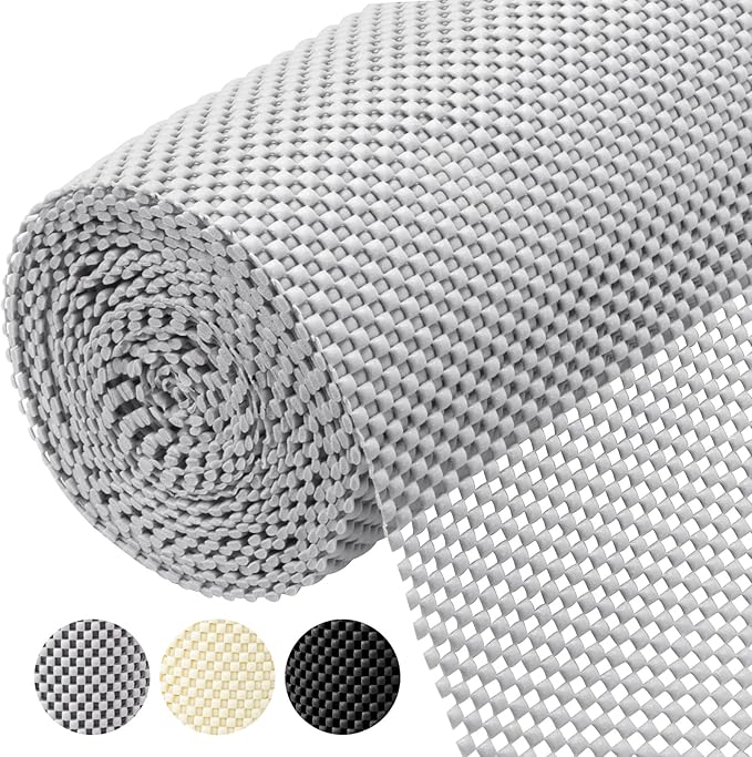 BALEINE Cabinet Liner, Drawer and Shelf Liner for Kitchen Cabinets Non-Adhesive, Non-Slip Protect Desks, Cupboard, Drawers, Shelves, Tableware (12 in x 10 Ft, Gray)