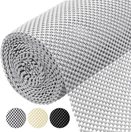 BALEINE Cabinet Liner, Drawer and Shelf Liner for Kitchen Cabinets Non-Adhesive, Non-Slip Protect Desks, Cupboard, Drawers, Shelves, Tableware (12 in x 10 Ft, Gray)
