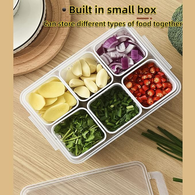 Jaugufiy Divided Veggie Tray with Lid Snackle Box Charcuterie Container Food Storage Containers with Airtight Lids，Refrigerator Food Prep Containers Food Storage Box Fruit Storage Organizer