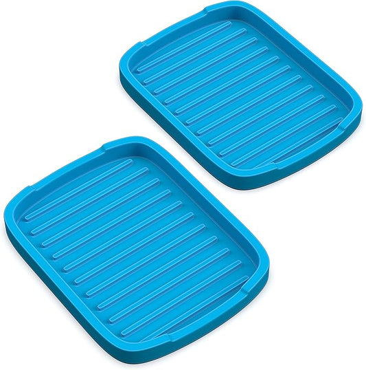 Silicone Sponge Holder -soap Tray - 5.9" X 4.33" Set -2pcs (Blue)