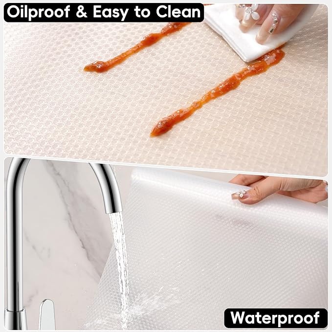 Shelf and Drawer Liner for Kitchen Cabinet，Non Adhesive Durable EVA Shelf Paper, Non Slip Waterproof Decorative Mats for Dresser Cupboard Refrigerator Bathroom Grip Shelves（Clear,17.5 in X 10 Ft ）