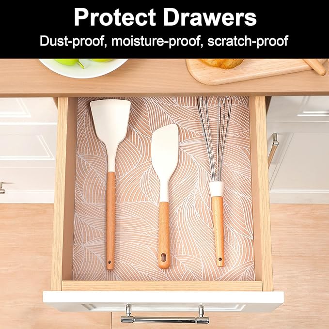 Cooyes Shelf Liners for Kitchen Cabinets, Refrigerator Liners Waterproof & Oil-Proof Kitchen Cupboard Liner Drawer Mats EVA Material Non Adhesive Fridge Liner for Shelves（17.5" W x 197" L）