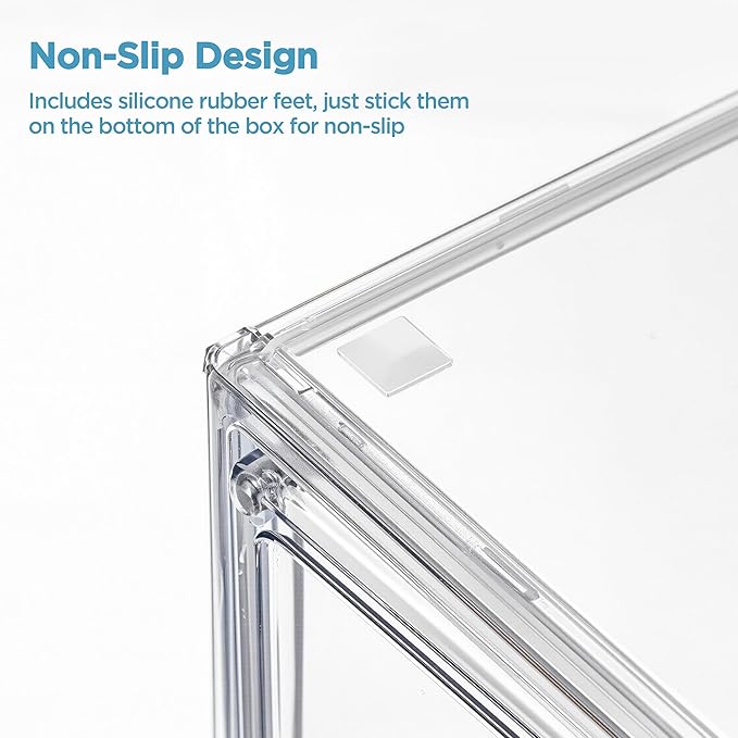 HBlife Baby Bottle Storage Organizer for Countertop Cabinet, 3 Tiers Adjustable Clear Acrylic Bottles Storage Station Case Box Container with 2 Removable Dividers and Magnetic Door, X-Large