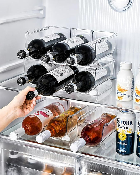 JWYTA Transparent Wine Rack Stackable Bottle Holder for Refrigerator Beverage Storage and Organization at Home (1 Link)