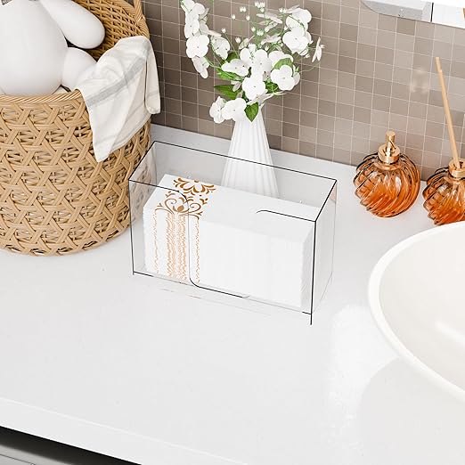 Cq acrylic Multifold Paper Towel Dispenser & Box for Bathroom,Home,Counter Top or Wall Mount, Clear Commercial Paper Towel Holder forZ Fold,C Fold,Trifold,Folded,Hand Paper and Guest Napkin Holder