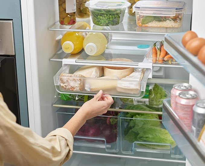Joseph Joseph FridgeStore Under-Shelf Storage Drawer, Fits Flat and Rim Edged Shelves, Clear/Blue