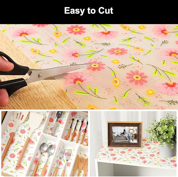 Cooyes Shelf Liner – Premium Non-Adhesive Cabinet & Drawer Liner for Kitchen – Waterproof Shelf Paper with Modern Pattern – Durable EVA Cabinet Mat – Easy to Cut (17.5" W x 197" L)