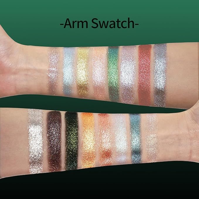 Pro Artist 16 Color All Shimmer Eyeshadow Palette, Metallic Pressed Powder with High-Pigmented All Shimmering Formula, C-Beauty Makeup - 08 Ambition