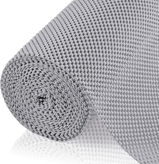 ALIUNI Shelf Liner for Kitchen Cabinet, Drawer Liners Non Slip Non Adhesive Thick Mat, Breathable Dresser Pantry Bathroom Protector, Grey, 12" x 120"