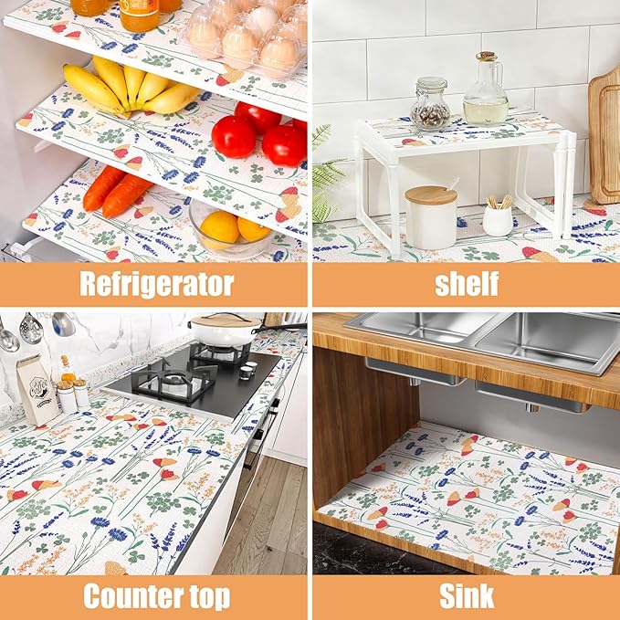 Drawer and Shelf Liner for Kitchen Cabinets Non Adhesive Cabinet Liner Strong Grip Waterproof Kitchen Drawer Liner for Shelves,Refrigerator,Dresser,Cupboard Liners,Easy to Clean 12In x 20Ft
