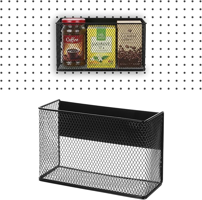 Caeuiciw Magnetic Baskets Shelf Bins Organizer Holder Storage Rack Containers for Fridge, Whiteboard, Locker - Home Kitchen Laundry Office School
