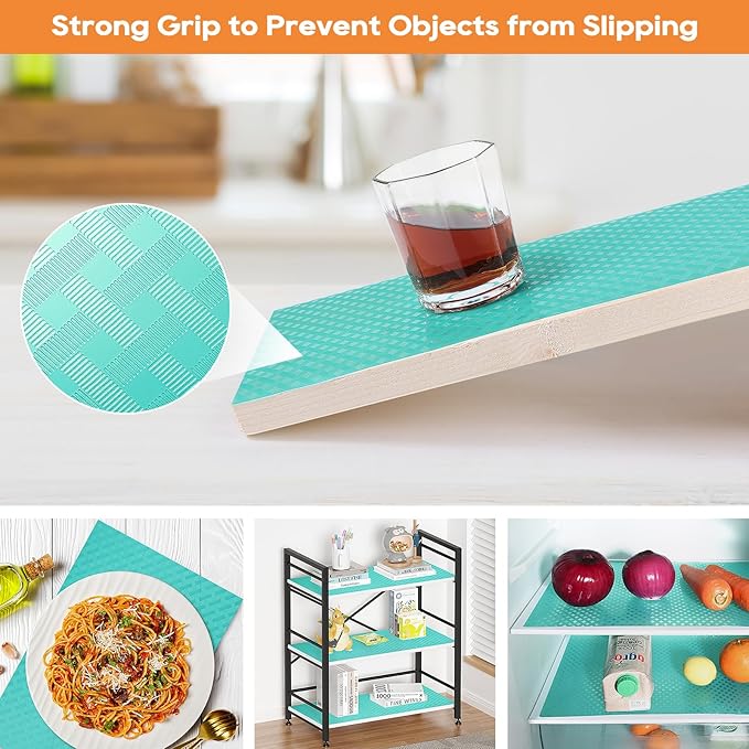 StaHom Fridge Liner Shelf Liners for Kitchen Cabinet Refrigerator Liners Waterproof & Oil-Proof Kitchen Cupboard Liner Non Adhesive Drawer Mats EVA Material for Shelves 11.8 x 59 Inches