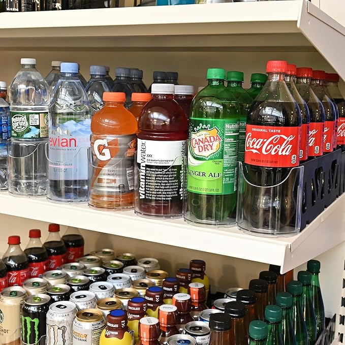 Display Technologies Visi-Fast Spring-Loaded Beverage Pusher-Glides (Pack of 6) - Effortless Beverage Product Presentation for 32oz/1LTR - 6-wide, 22" D' Drink Organizer ofor Cans, Bottles and More