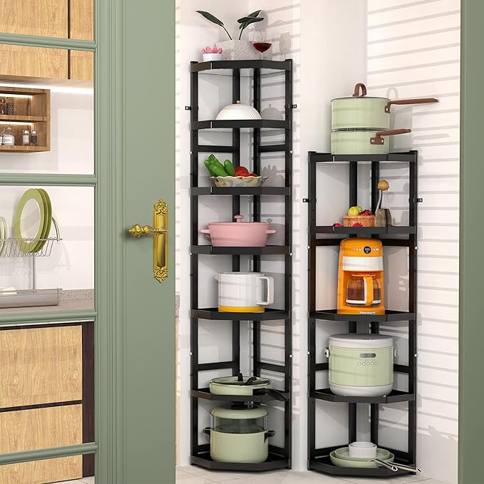 7-Tier Multifunctional Adjustable Pan & Pot Rack for Kitchen, Pan Organizer, Pot Organizer Organization & Storage, Pot Lid Organizer (Big Corner 7-tier)