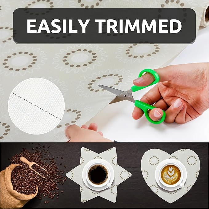FIFTY FEET 18X96 Inch Shelf Liner for Kitchen Cabinets, PVC Drawer Liner for Dresser Non-Slip Bathroom, Non-Adhesive Cabinet Liner Washable (Beige Circle)(1 Roll)