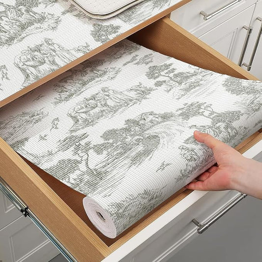 Tatyanna Shelf Liner for Kitchen Cabinets Non Adhesive Drawer Liner Non Slip Cabinet Liner Strong Grip Green Shelf Liners Waterproof Easy to Clean Dresser Liner for Kitchen Cupboard 12IN x 10FT