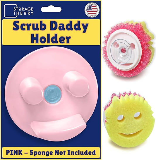BeraTek Smiley Face Sponge Holder for Kitchen Sink - Stop Soggy Sponges, In Sink Sponge Holder with Suction Cup - Sponge Caddy Fits Most Happy Face Sponges - Pink, 1 Pack