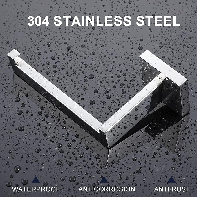 LANC Chrome Toilet Paper Holder, Bathroom Toilet Paper Roll Holder Wall Mount for Bathroom Lavatory, Modern Stainless Steel TP Holder Tissue Dispenser, Silver Polished Left, A8807CP-LF