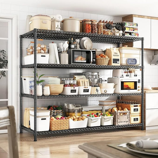 68''W Storage Shelves 2500LBS Wire Shelving Unit, Adjustable Garage Shelving Heavy Duty, Metal Shelving for Garage, Pantry, Kitchen, Basement, Commercial Industrial,68.1"W x 20.9"D x 70.9"H