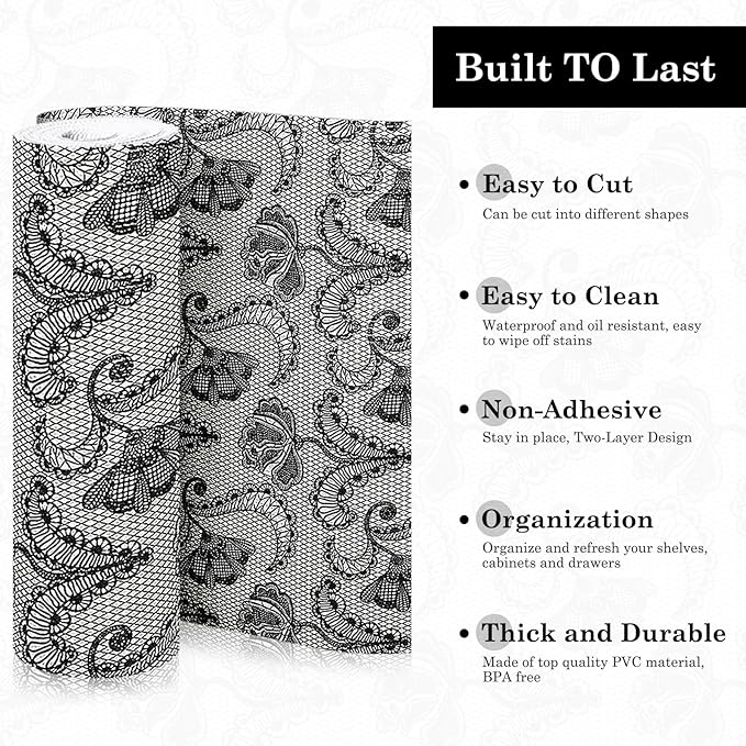 ALIUNI Drawer and Shelf Liner, Non-Slip Kitchen Cabinet Liners Non-Adhesive Thick Strong Grip Waterproof Washable Mats Protect Dresser Shelves Cupboard Bathroom Cabinets, Boho: Floral, 12 in X 10 FT