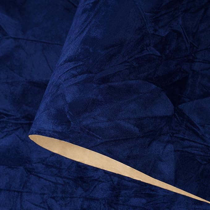 CRE8TIVE Navy Blue Crinkle Crushed Felt Velvet Drawer Liner for Jewelry Silverware 12"x80" Blue Wallpaper Self Adhesive Velvet Flocking Liner Felt Sheets for Crafts DIY Projects Cabinets Box Lining