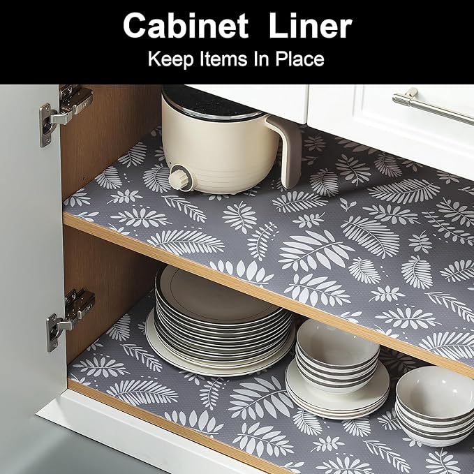 Cooyes Shelf and Drawer Liners for Kitchen Cabinets, Non Adhesive Cabinet Liner, EVA Waterproof Durable Non-Slip Drawer Mats for Shelves, Refrigerator, Storage, Desks（11.8" W x 118" L）