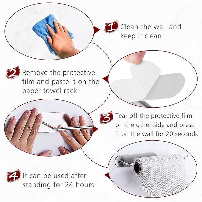 Self Adhesive Strips, Replacement Adhesive Strips Compatible with Self Adhesive Paper Towel Holder, Paper Towel Holder Under Cabinet, 5.7 x 1.6 Inch (2 Pack)