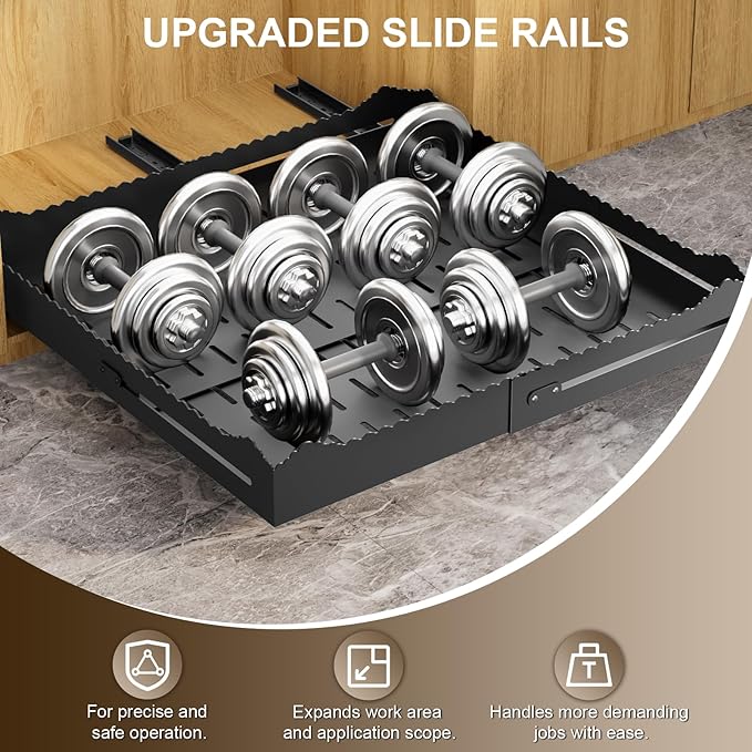 Pull Out Cabinet Organizer 1PCS,4-Way Width (11"-18") and Depth (13"-24") Expandable Pull Out Drawers for Cabinets – One Size Fits Most! No Drill, Heavy-Duty Metal Organizer for Pantry, Kitchen Black