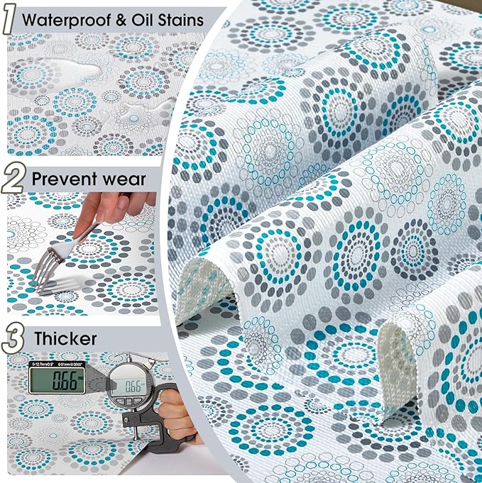 ALIUNI Drawer and Shelf Liner, Non-Slip Kitchen Cabinet Liners Non-Adhesive Thick Strong Grip Waterproof Washable Mats Protect Dresser Shelves Cupboard Bathroom Cabinets, Spiral, 24 in X 20 FT