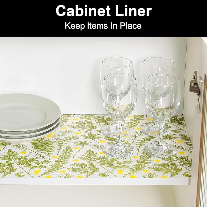 Cooyes Shelf Liner Drawer Liners, Shelf Liners for Kitchen Cabinets, Non-Adhesive Cabinet Liner, EVA Waterproof Non-Slip Refrigerator Liners for Kitchen Drawers（11.8" W x 118" L）