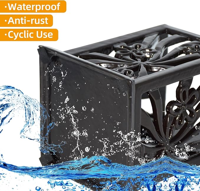 Utensil Holder, Cast Iron Kitchen Utensil Crock for Countertop, Extra Large Utensil Organizer with Weighted-Base, Housewarming Vintage Decor, Classic Style,Black