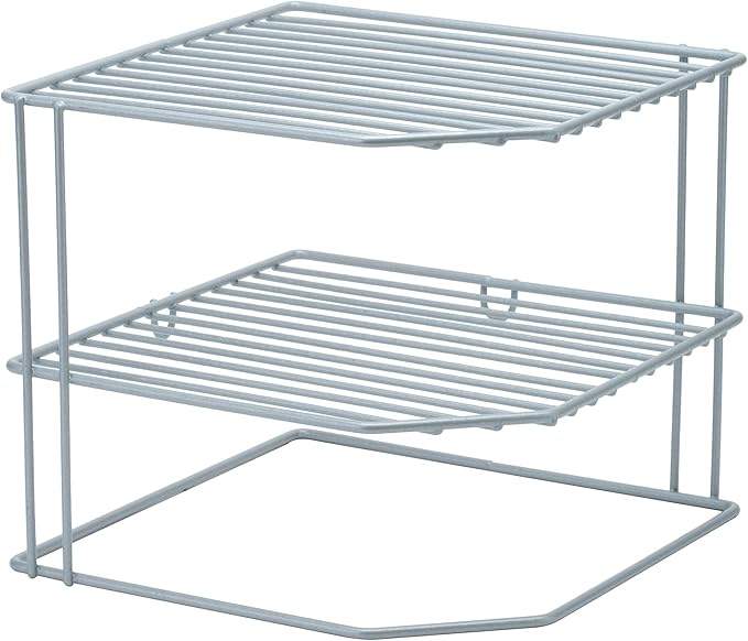 Kitchen Details Corner Shelf Organizer | Cabinet & Countertop Storage | Plates | Cups | Bowls | Grey