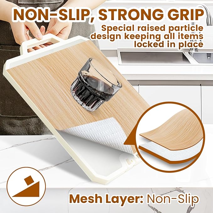 Drawer Shelf Liner for Kitchen Cabinets Non-Adhesive, Non Slip Shelf Paper Waterproof Thickened Cabinet Liners for Shelves, Strong Grip Mats for Cupboard, Dresser, Pantry, Beige, 24 in x 39.37 FT