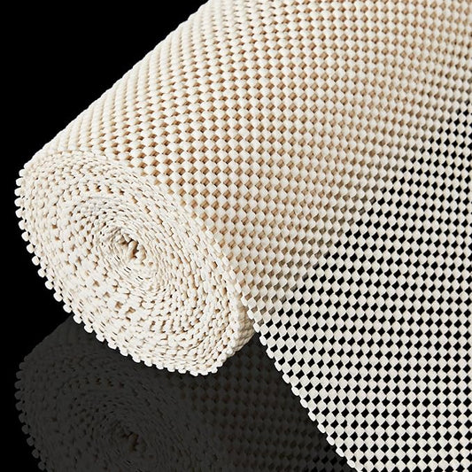 ALIUNI Shelf Liner for Kitchen Cabinet, Drawer Liners Non Slip Non Adhesive Thick Mat, Breathable Dresser Pantry Bathroom Protector, Cream, 12" x 120"