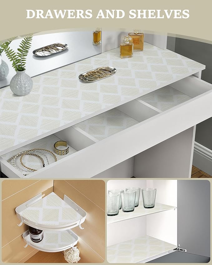 Drawer and Shelf Liner for Kitchen 11.8in x 20FT, Non-Slip Non-Adhesive Cabinet Liners for Cupboard, Dresser, Shelves, Tool Box, Pantry, Thickened Easy Install, Strong Grip, Yellow&White