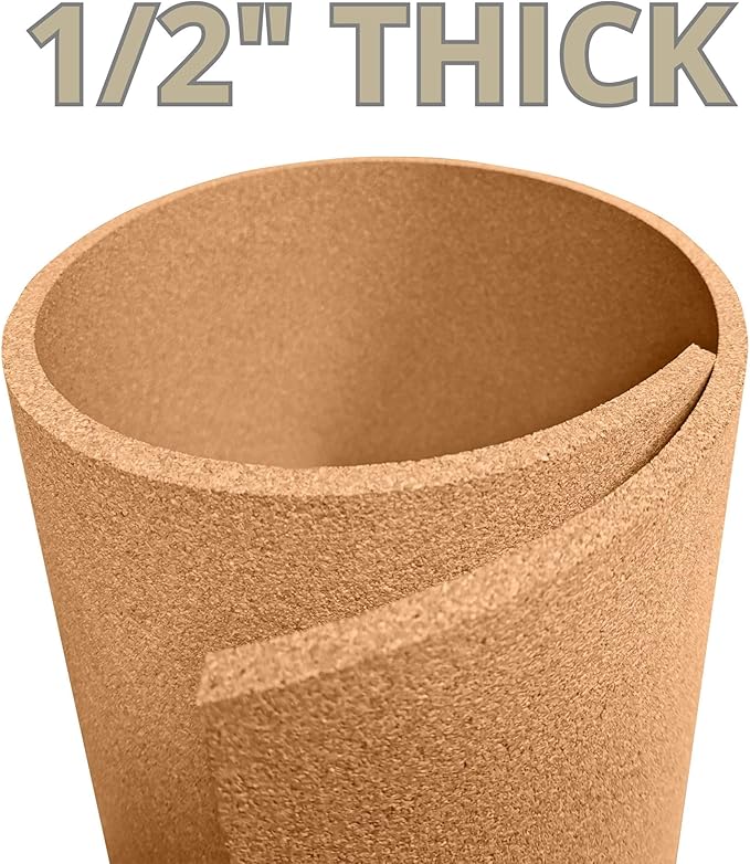 Manton Cork Premium Cork Roll - 4' x 9' x 1/2", 100% Natural Facing Grade Material for Bulletin Boards, Decorative Photo and Message Push Pin Displays - Perfect for Home, School, and Office