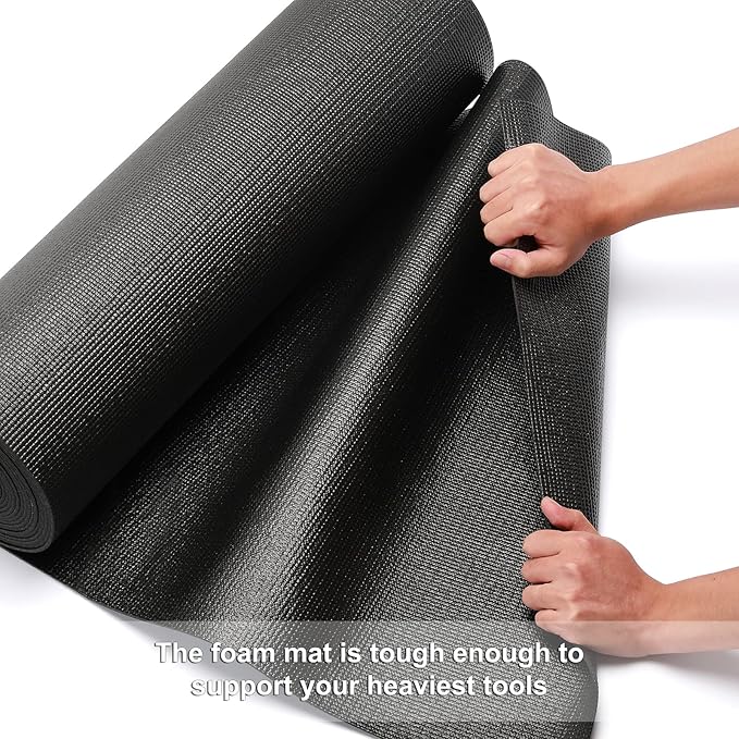 CASOMAN Professional Tool Box Liner and Drawer Liner 24 inch x 24 feet,Easy Cut Non-Slip Foam Rubber Toolbox Drawer Liner Mat - Adjustable Thick Cabinet Liners
