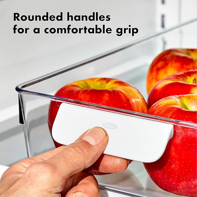 OXO Good Grips Adjustable Fridge Storage Bin - for Condiments, Juice Pouches, Snack Cups and More