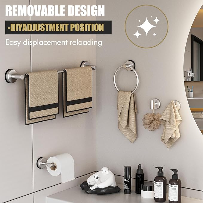 BKV Suction Cup Toilet Paper Holder,SUS 304 Stainless Steel Toilet Paper Holder Wall Mount for Bathroom,Kitchen-Brushed Nickel Silver