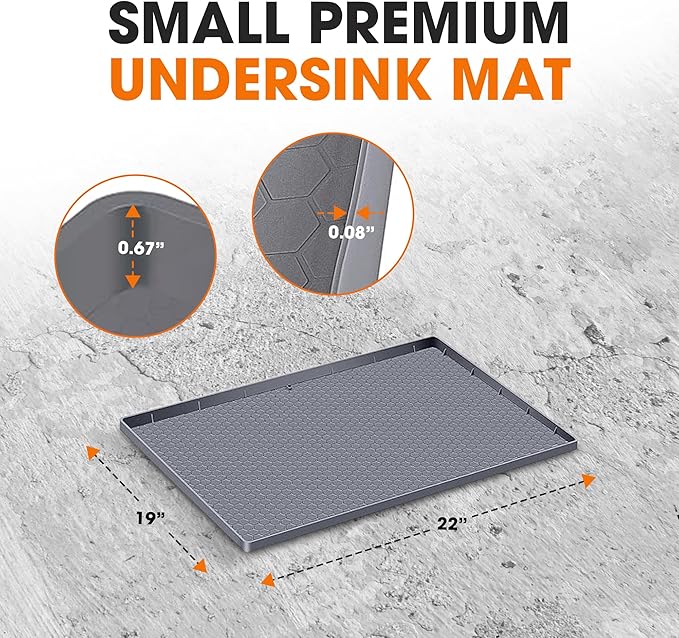 Cheer Collection Silicone Under Sink Mat - Waterproof Cabinet Liner for Kitchen, Leak Proof, Easy Clean, Non-Slip Drip Tray, Protects Cabinets from Spills, Leaks & Stains, 19x22