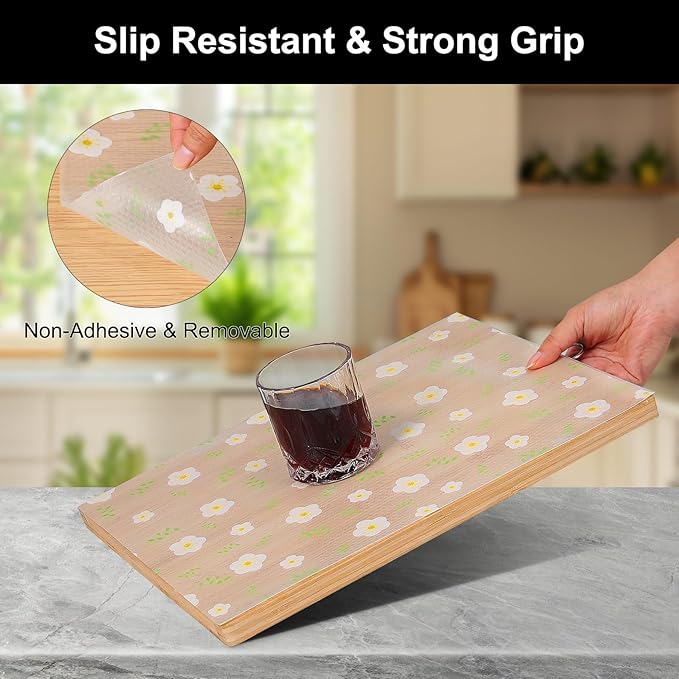 Cooyes Shelf Liner – Premium Non-Adhesive Cabinet & Drawer Liner for Kitchen – Waterproof Shelf Paper with Modern Pattern – Durable EVA Cabinet Mat – Easy to Cut （17.5" W x 360" L）